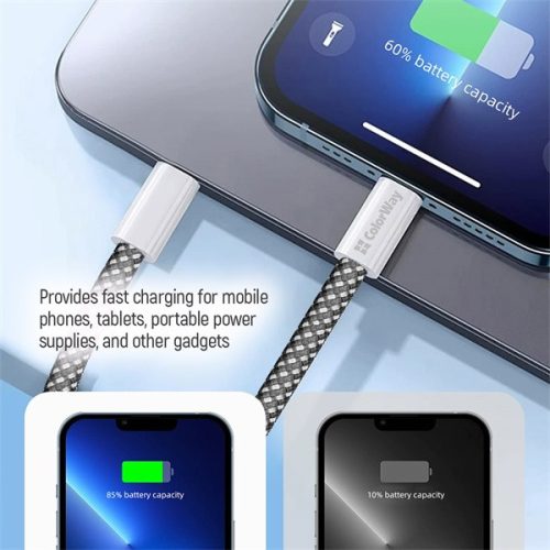 Colorway USB-C Kábel - PD 60W - 3,0A - 1m - Fekete