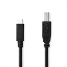 Nedis USB-C nyomtatókábel - USB-C - USB-B - 2m
