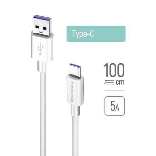 Colorway USB - USB Type-C Kábel - 5A 1m Fehér