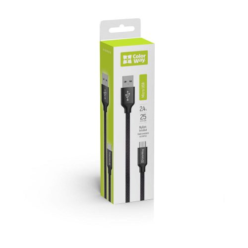 Colorway Micro USB Kábel - 2.4A - 25 cm - Fekete