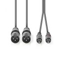 Nedis XLR - RCA kábel - 2x XLR dugó - 2x RCA 1,5m