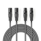 Nedis szimmetrikus XLR kábel | 2x XLR Dugó - 2x XLR Aljzat | 1,5 m
