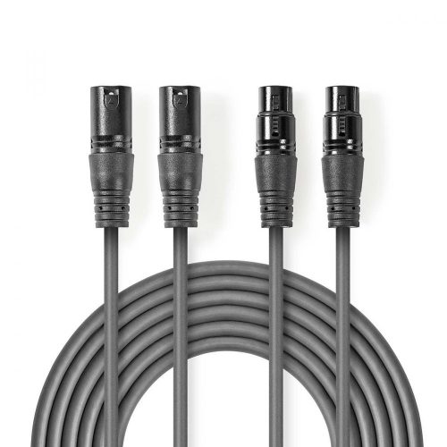 Nedis szimmetrikus XLR kábel | 2x XLR Dugó - 2x XLR Aljzat | 1,5 m