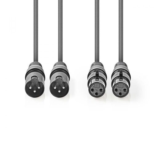 Nedis szimmetrikus XLR kábel | 2x XLR Dugó - 2x XLR Aljzat | 1,5 m