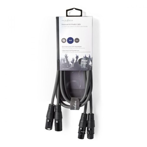 Nedis szimmetrikus XLR kábel | 2x XLR Dugó - 2x XLR Aljzat | 1,5 m