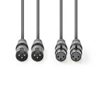 Nedis szimmetrikus XLR kábel | 2x XLR Dugó - 2x XLR Aljzat | 3 m