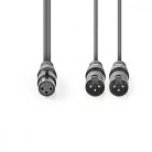 Nedis XLR  Y kábel | 2x XLR dugó - XLR aljzat - Szimmetrikus - 1,5 m (COTH15020GY15)