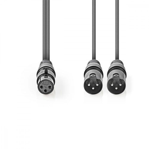 Nedis XLR  Y kábel | 2x XLR dugó - XLR aljzat - Szimmetrikus - 1,5 m (COTH15020GY15)