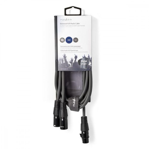 Nedis XLR  Y kábel | 2x XLR dugó - XLR aljzat - Szimmetrikus - 1,5 m (COTH15020GY15)