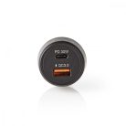 Nedis autós USB-C / USB töltő - 3,0 A - QC 3.0 - PD - Fekete (CCPD30W100BK)