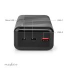 Nedis Powerbank 30000 mAh - 20 W USB-C PD - USB-A QC