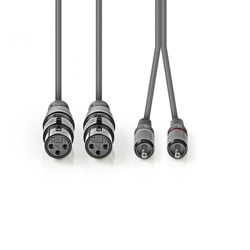 Nedis XLR - RCA kábel - 2x XLR aljzat - 2x RCA 1,5m