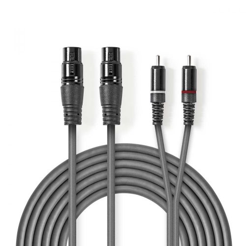 Nedis XLR - RCA kábel - 2x XLR aljzat - 2x RCA 3m