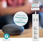 Nedis WIFIP312FWT, WIFI okos elosztó, 3x 230V földelt aljzat / 4x USB aljzat, 16A, 3680W, túlfeszültség védelemmel