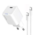 Colorway Mini USB-C töltő GaN 25W PPS USB-C kábellel - Fehér