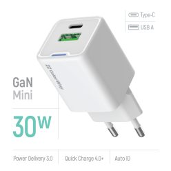   Colorway Type-C - USB-A Mini Hálózati Töltő - GaN - PD + USB QC4.0