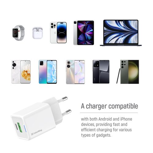 Colorway Type-C - USB-A Mini Hálózati Töltő - GaN - PD + USB QC4.0