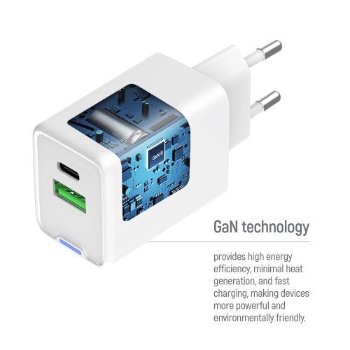 Colorway Type-C - USB-A Mini Hálózati Töltő - GaN - PD + USB QC4.0