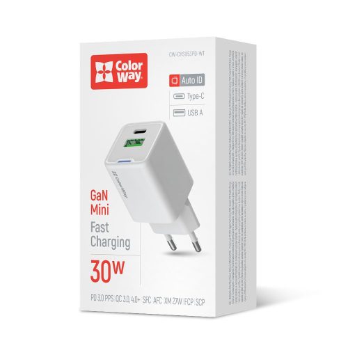 Colorway Type-C - USB-A Mini Hálózati Töltő - GaN - PD + USB QC4.0
