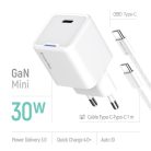 COLORWAY AC töltő GaN Mini CW-CHS054PDC-WT 30W PD port PPS USB-C fehér + kábel Type-C