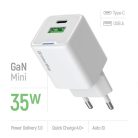 COLORWAY AC töltő GaN Mini CW-CHS055PD-WT 35W PD port PPS USB (Type-C PD + USB QC4.0) fehér