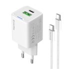 COLORWAY AC töltő GaN Mini CW-CHS055PDC-WT 35W PD port PPS USB (Type-C PD + USB QC4.0) kábel Type-C