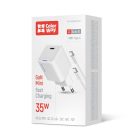 COLORWAY AC töltő GaN Mini CW-CHS056PDC-WT 35W PD port PPS USB-C fehér kábel Type-C