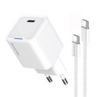 Colorway GaN Mini Hálózati USB-C Töltő Kábellel - Fehér