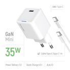 COLORWAY AC töltő GaN Mini CW-CHS056PDC-WT 35W PD port PPS USB-C fehér kábel Type-C