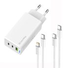 COLORWAY AC töltő GaN Mini CW-CHS058PDCL-WT 65W PD port PPS USB (USB-2C1A) kábel Type-C és Lightning