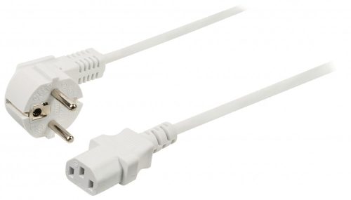 Fehér hálózati könyök tápkábel 2m - 3x0,75 mm² IEC-320-C13