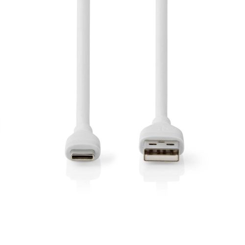 Szilikon USB-C USB-A kábel - Gyorstöltés 15W - USB2.0 - 1.5m - Fehér