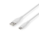 Szilikon USB-C USB-A kábel - Gyorstöltés 15W - USB2.0 - 1.5m - Fehér
