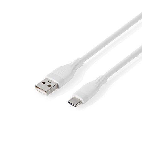 Szilikon USB-C USB-A kábel - Gyorstöltés 15W - USB2.0 - 1.5m - Fehér