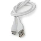Szilikon USB-C USB-A kábel - Gyorstöltés 15W - USB2.0 - 1.5m - Fehér