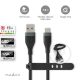 Szilikon USB-C USB-A kábel - Gyorstöltés 15W - USB2.0 - 1.5m - Fekete
