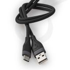 Szilikon USB-C USB-A kábel - Gyorstöltés 15W - USB2.0 - 1.5m - Fekete
