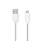 Nedis USB-C - USB kábel - Gyorstöltés - 60 W - 2 m - Fehér