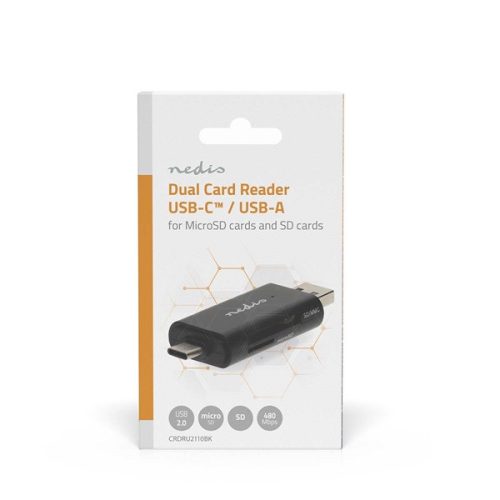 Nedis USB-C / USB-A Kártyaolvasó - USB2.0 - microSD / SD / SDHC / SDXC