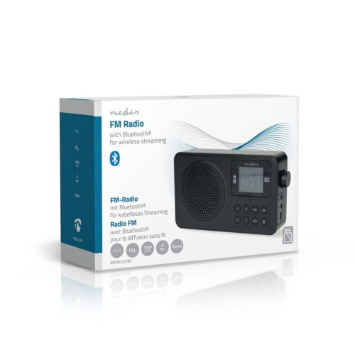 Nedis Akkumulátoros FM rádió - Bluetooth - AUX - Fejhallgató kimenet - Ébresztőóra
