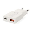 Nedis Hálózati USB gyorstöltő USB-A / USB-C - PD3.0 - 20W - GaN - Fehér
