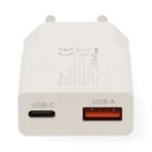 Nedis Hálózati USB gyorstöltő USB-A / USB-C - PD3.0 - 20W - GaN - Fehér