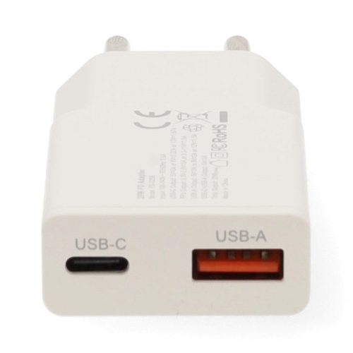 Nedis Hálózati USB gyorstöltő USB-A / USB-C - PD3.0 - 20W - GaN - Fehér