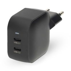 Nedis 45W USB-C töltő – 2x USB-C GaN gyorstöltő Fekete