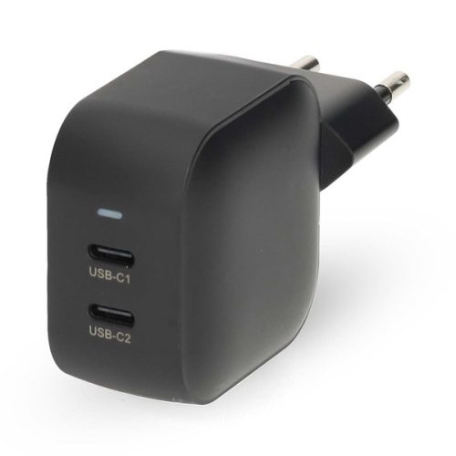 Nedis 45W USB-C töltő – 2x USB-C GaN gyorstöltő Fekete