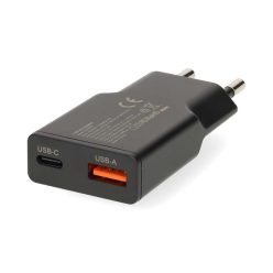   Nedis Hálózati USB gyorstöltő USB-A / USB-C - PD3.0 - 20W - GaN - Fekete