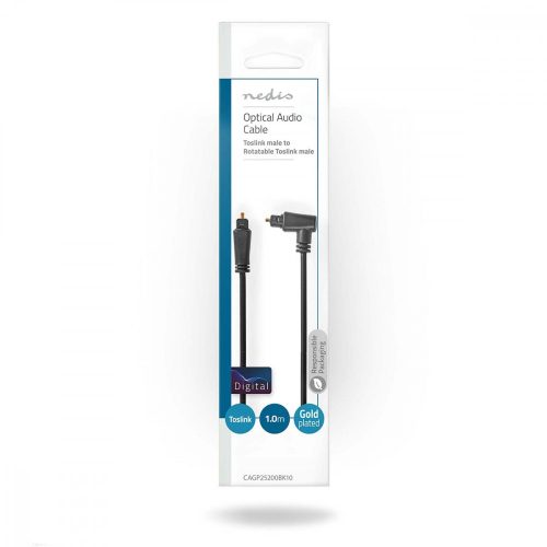 Toslink optikai kábel 90° csatlakozóval - 1 m