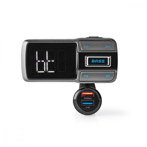 Bluetotth FM tanszmitter Bass Boost - Dupla USB töltő 3 A - MicroSD | Hangvezérlés (CATR101BK)