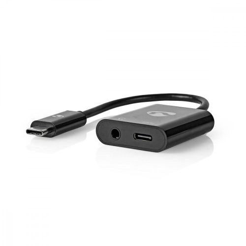 USB-C - jack átalakító Adapter | USB-C dugó / USB-C - fejhallgató | 0,15 m | Fekete