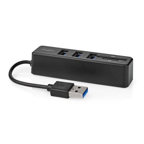 Nedis 3 portos USB hub - micro SD / SD kártyaolvasó - Alumínium